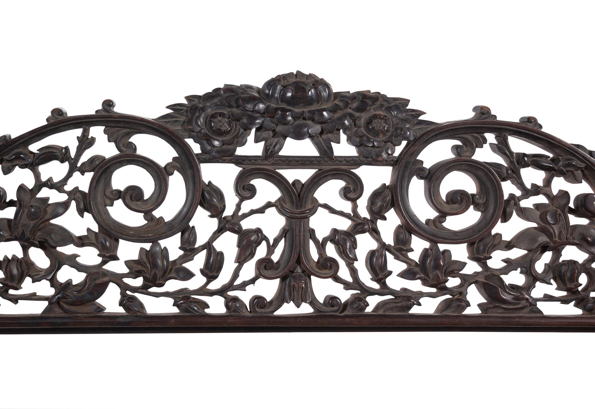 A Chinese Export Carved Hardwood Sofa