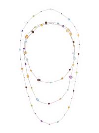 COLLECTION OF WHITE GOLD AND MULTIGEM LONGCHAIN NECKLACES