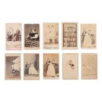 [Early Photography] Ten Carte de Visites, Circus Performers and Sideshow Acts, incl. Signed View of Ann Leak.