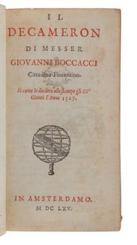 BOCCACCIO, Giovanni (1313-1375). Il Decameron. Amsterdam: [Elzevir], 1665.