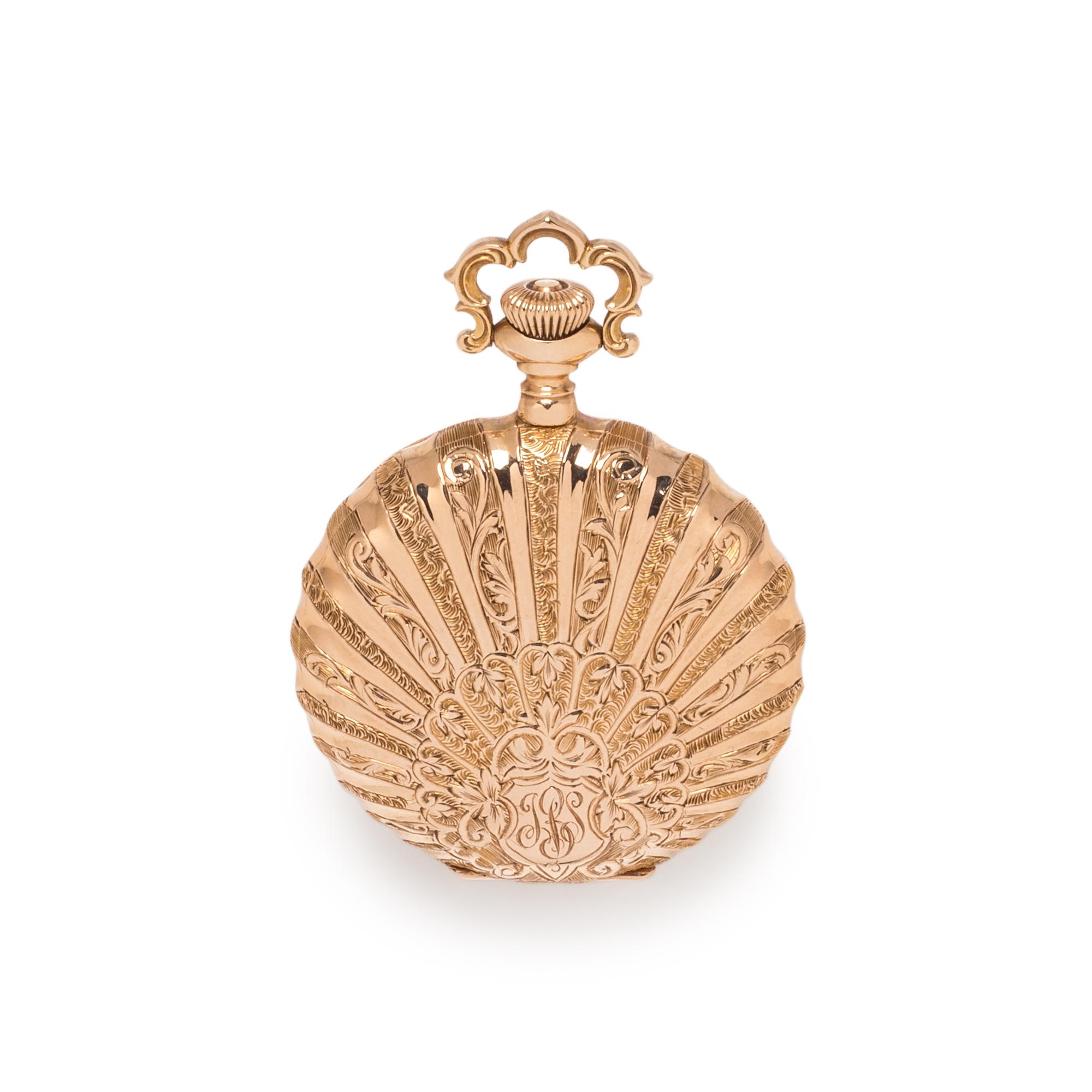 ELGIN, 14K YELLOW GOLD HUNTER CASE POCKET WATCH
