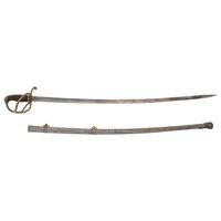 Germanic Chevaulegers Style Saber with Scabbard Inscribed to 1st Lt. O.P. Furgason 27th Indiana Infantry