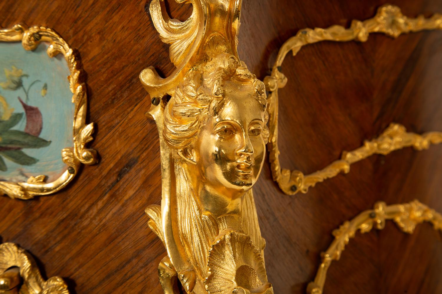 A Louis XV Style Gilt Bronze Mounted Kingwood and Painted Panel-Inset Cabinet — 20TH CENTURY