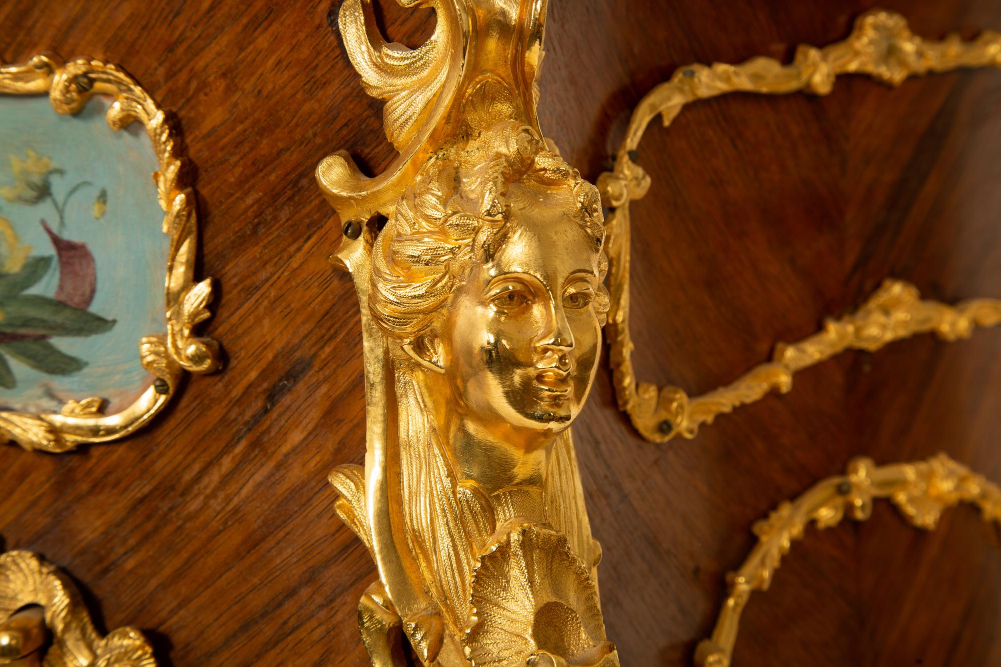 A Louis XV Style Gilt Bronze Mounted Kingwood and Painted Panel-Inset Cabinet — 20TH CENTURY