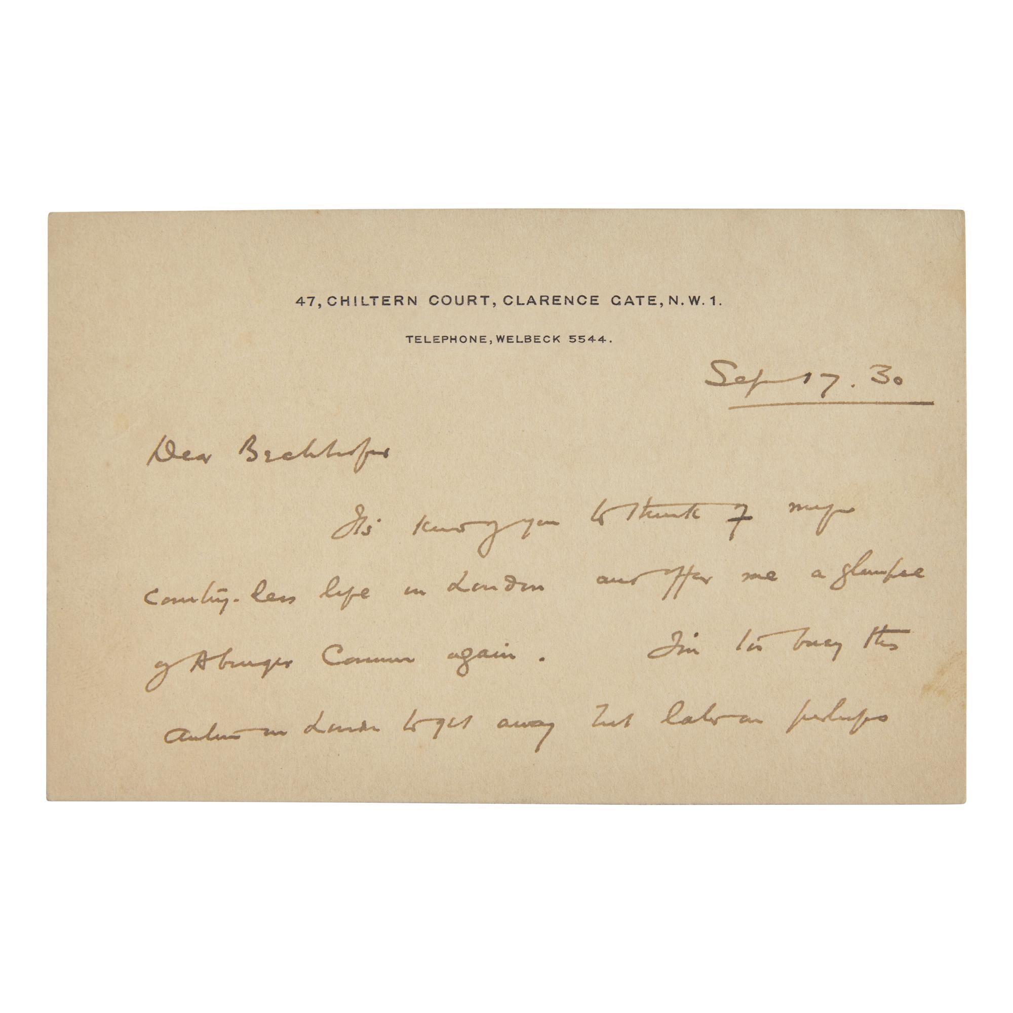 [Literature] Wells, H.G. Autograph Letter, signed