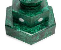 A Pair of Jasperware Medallion-Mounted Malachite Veneered Vases