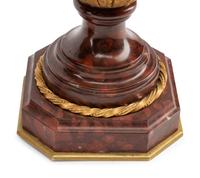 A Pair of Gilt Bronze Mounted Rouge Griotte Marble Urns
