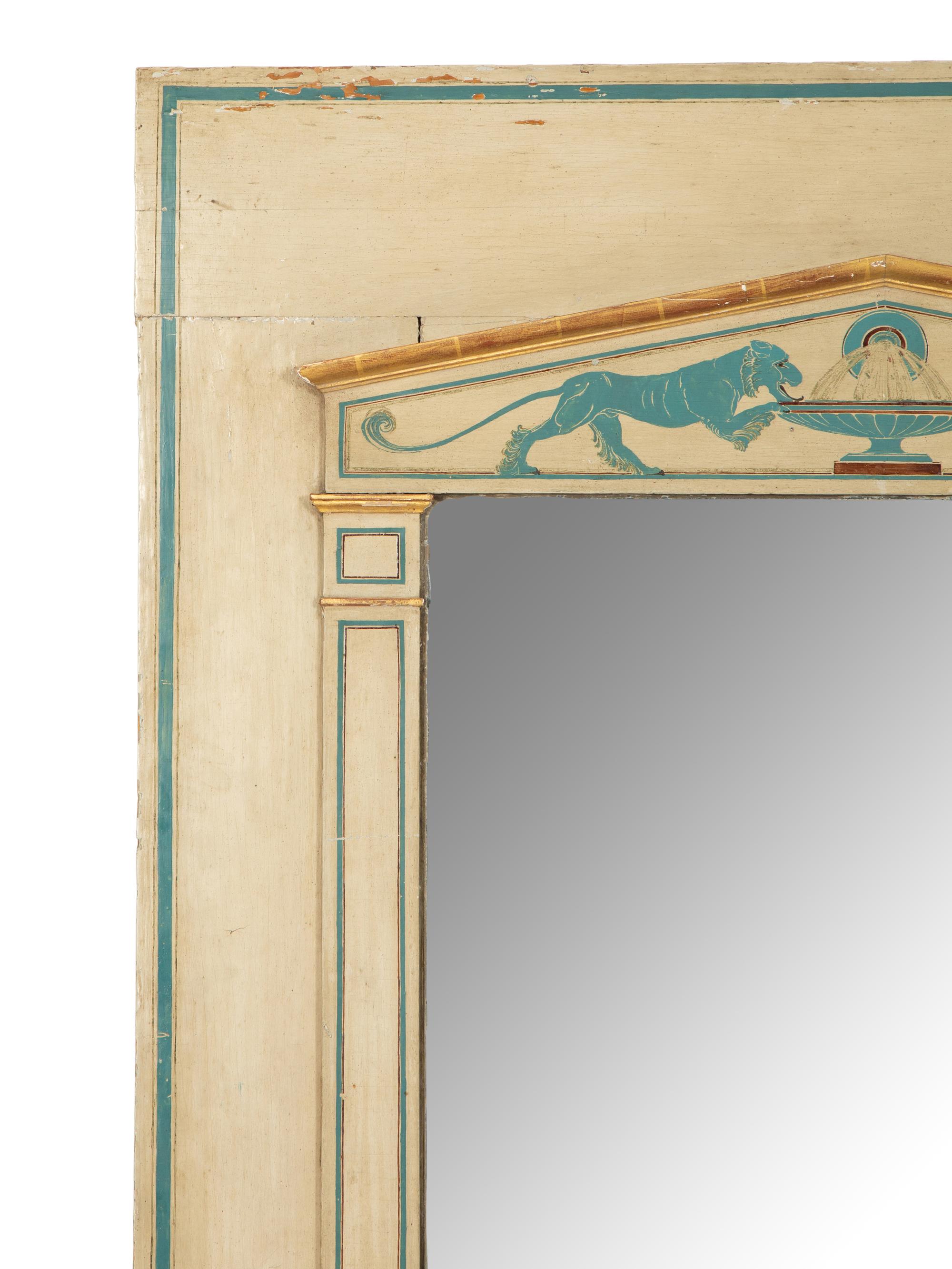 A Northern European Neoclassical Painted Overmantel Mirror