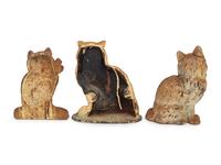 A Group of Three Painted-Iron Cat Form Door Stops