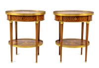 A Pair of Continental Gilt Metal Mounted Marquetry Side Tables