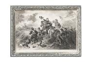 [CIVIL WAR]. A group of Confederate buttons and Union hat insignia framed with engraving, comprising: