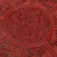 A Chinese Carved Red Lacquer Floriform Box