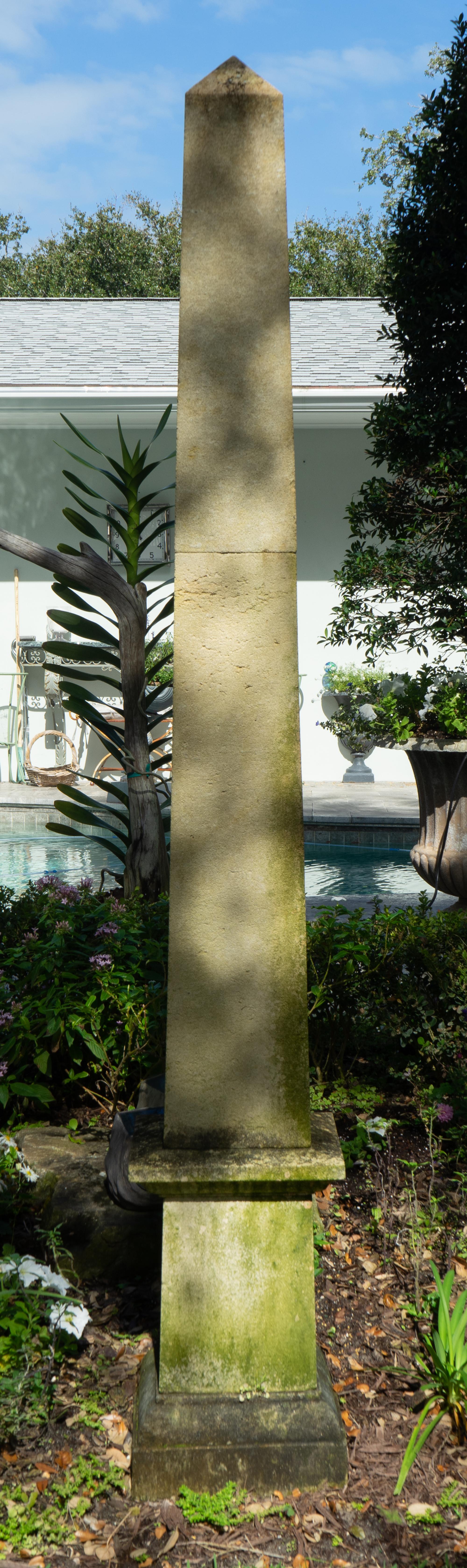 A Pair of Carved Stone Obelisks