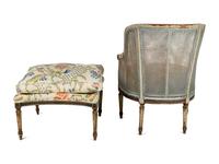 A Louis XVI Style Blue-Painted Duchesse Brisée