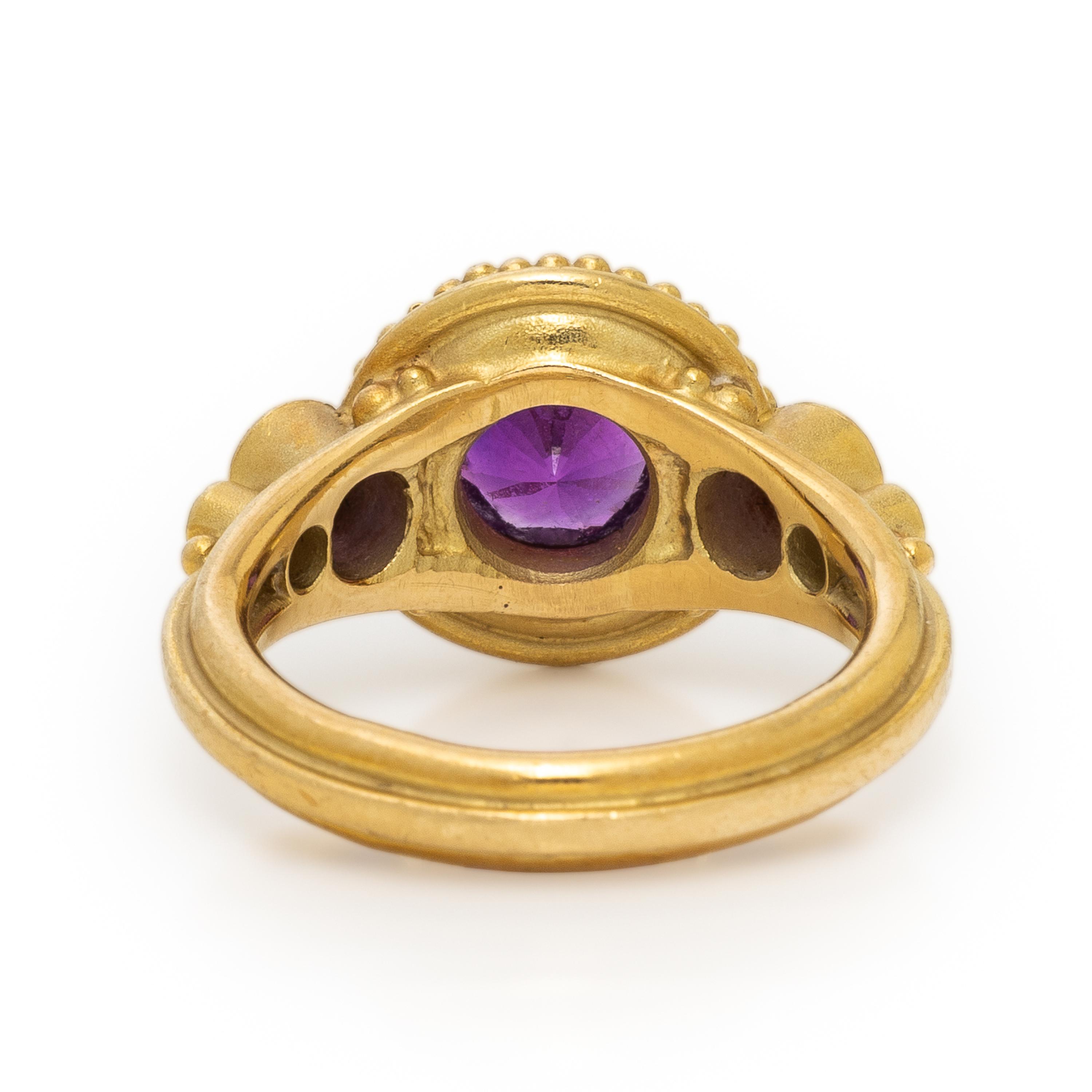 Pink Sapphire, Purple Sapphire, and Diamond Ring