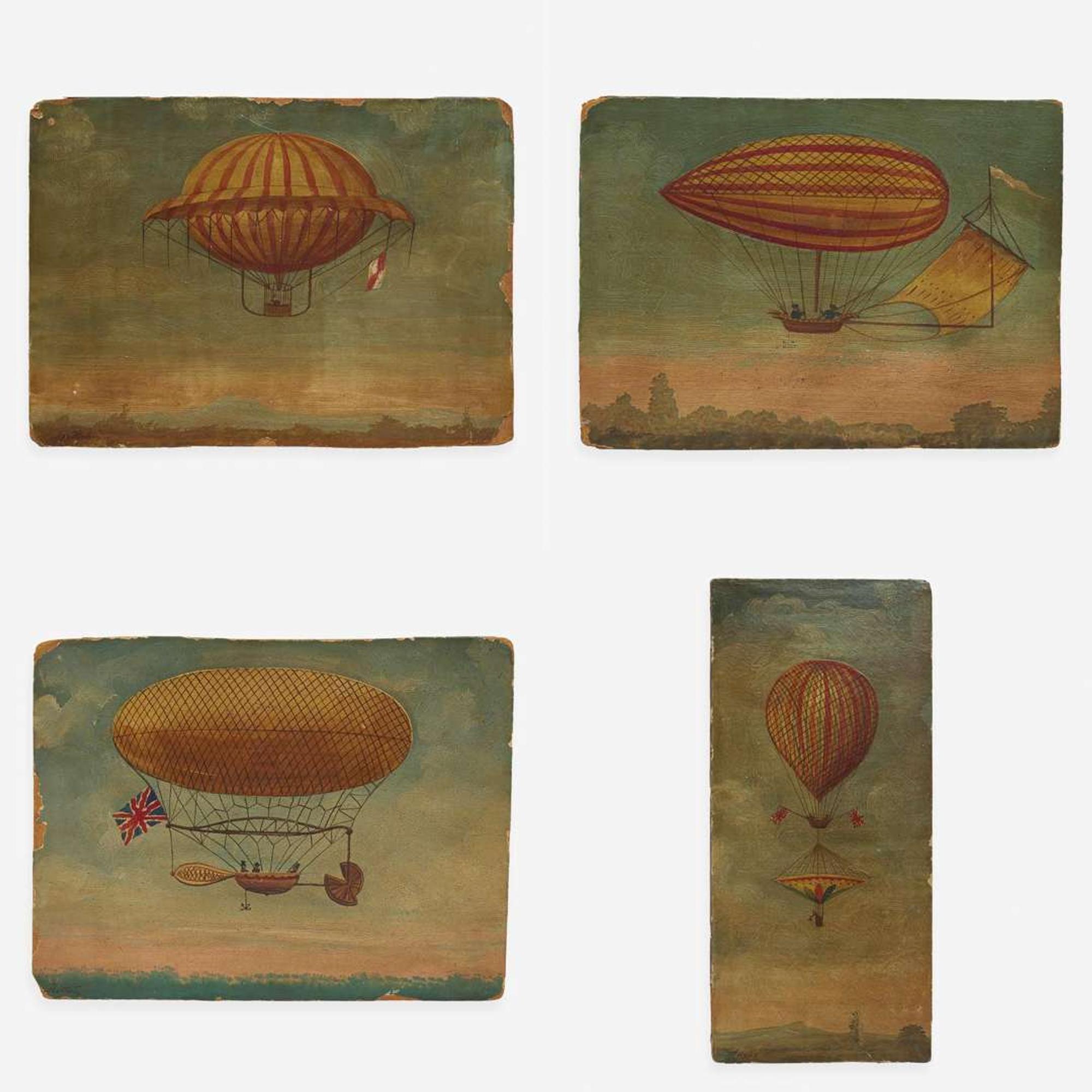Hector Trotin (French, 1894–1966) and others A Group of Thirteen Views of Hot Air Balloons