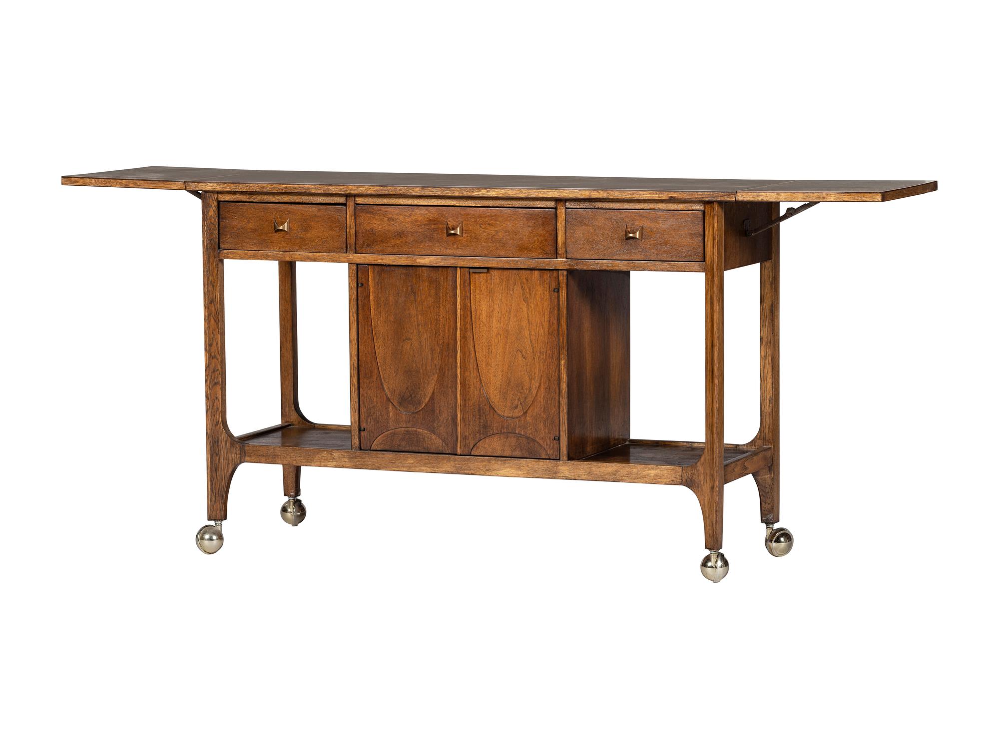 A Broyhill Brasilia Walnut Bar Cart