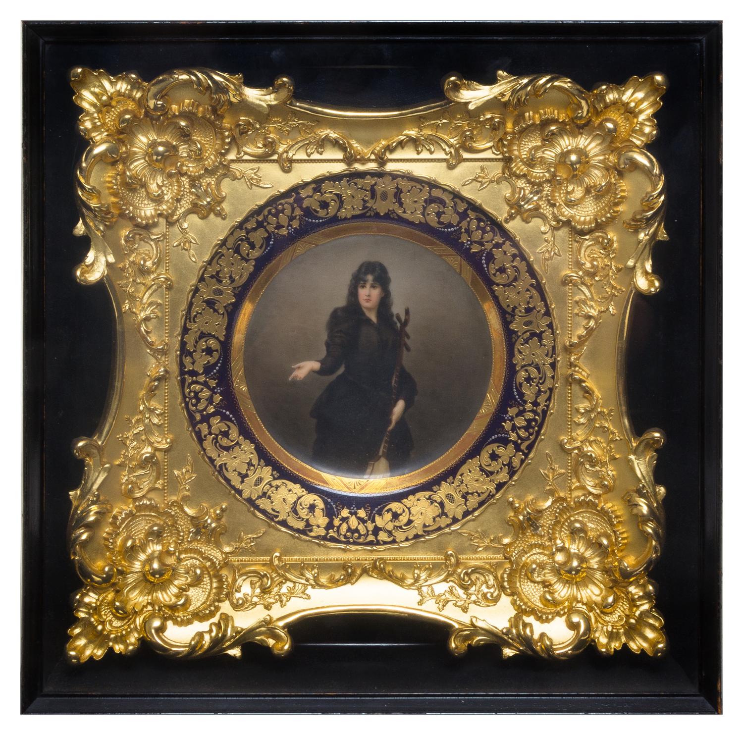 A Framed Vienna Porcelain Cabinet Plate Diameter 9 inches. — 19TH/20TH CENTURY