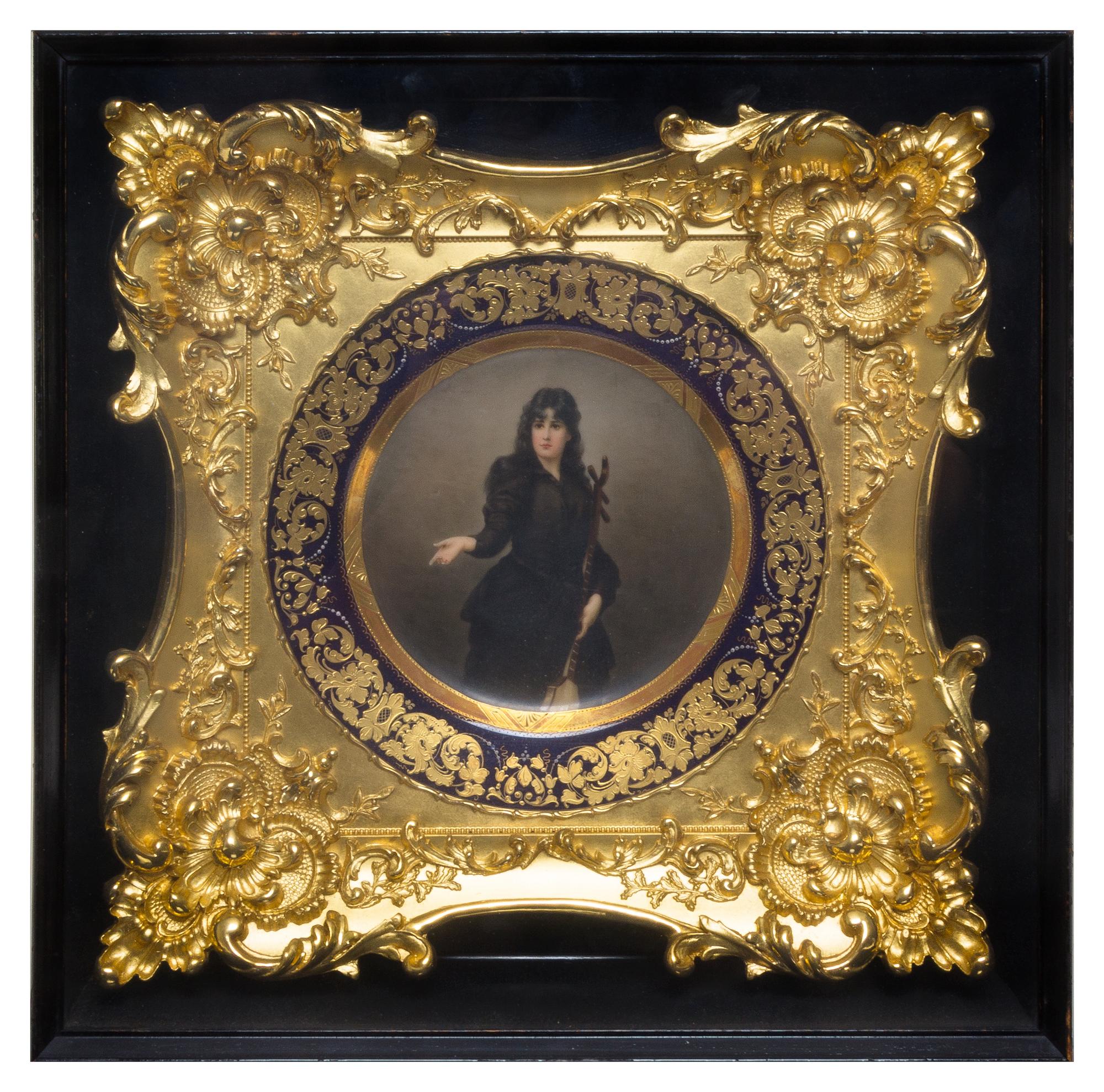 A Framed Vienna Porcelain Cabinet Plate Diameter 9 inches. — 19TH/20TH CENTURY