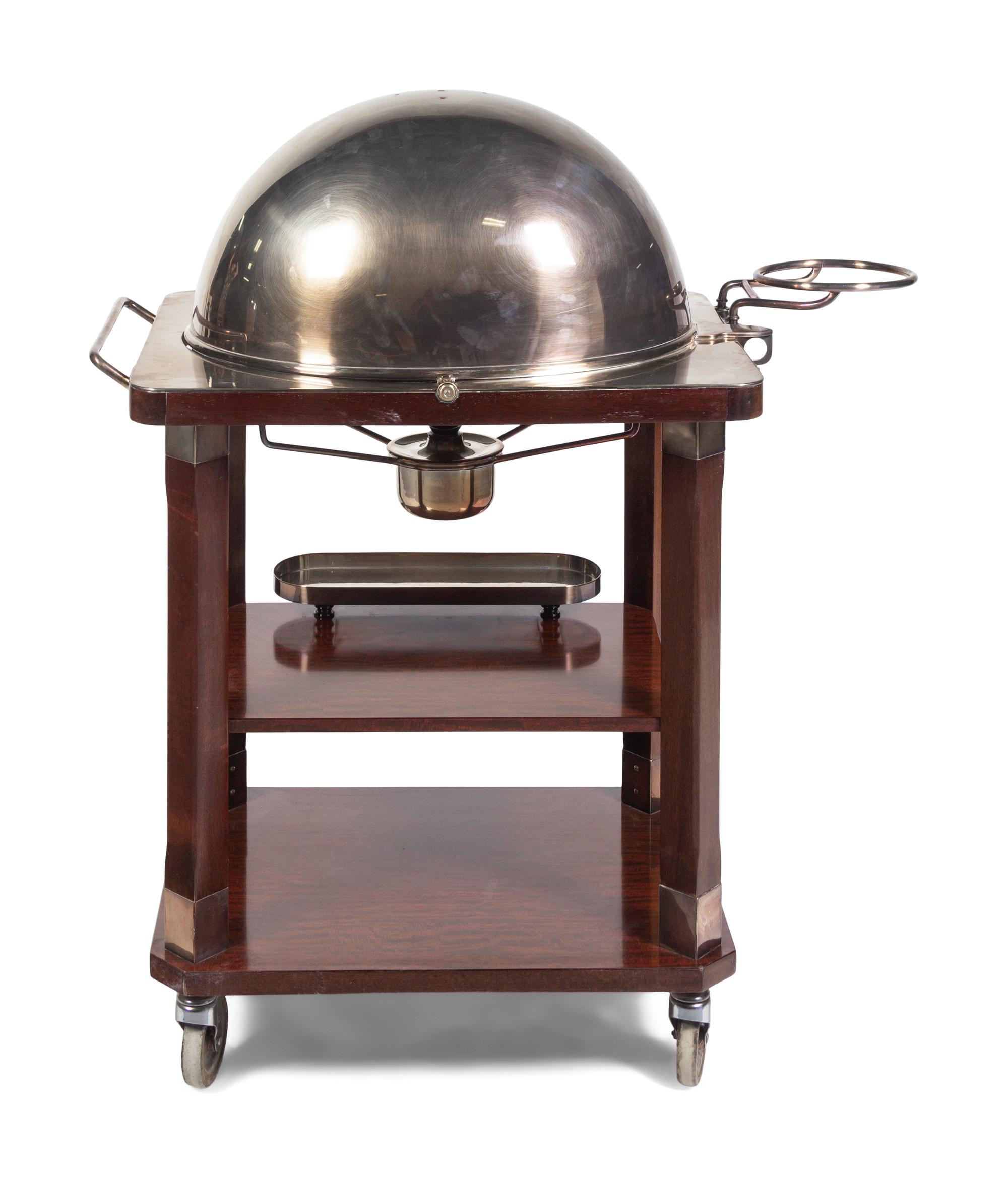 A Drake's English Silver-Plate and Mahogany Carving Station