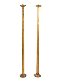 A Pair of Italian Octagonal Giltwood Torchères