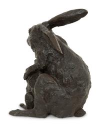 A Japanese Bronze Sculpture of Rabbits