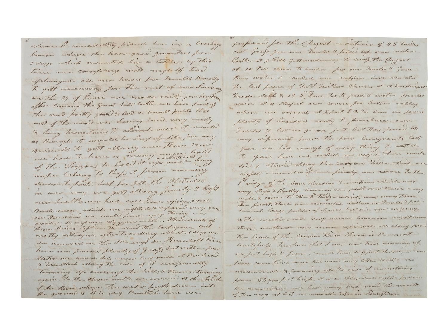 [GOLD RUSH]. Letter describing the arduous overland journey from Ft. Laramie to California, 1851.