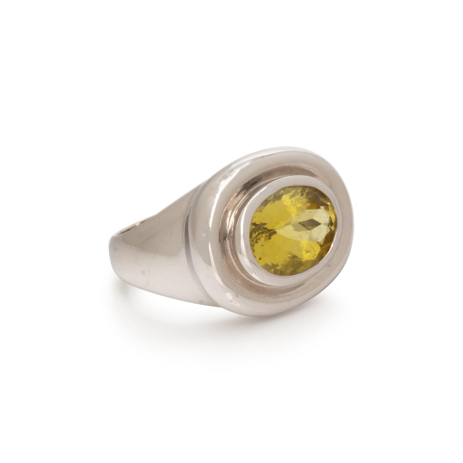 TIFFANY & CO., PALOMA PICASSO, WHITE GOLD AND YELLOW TOURMALINE RING