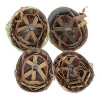 Four US M1 Helmets: (1) Fixed Bale Front Seam, (2) Swivel Bale Front Seam & (1) Swivel Bale Rear Seam