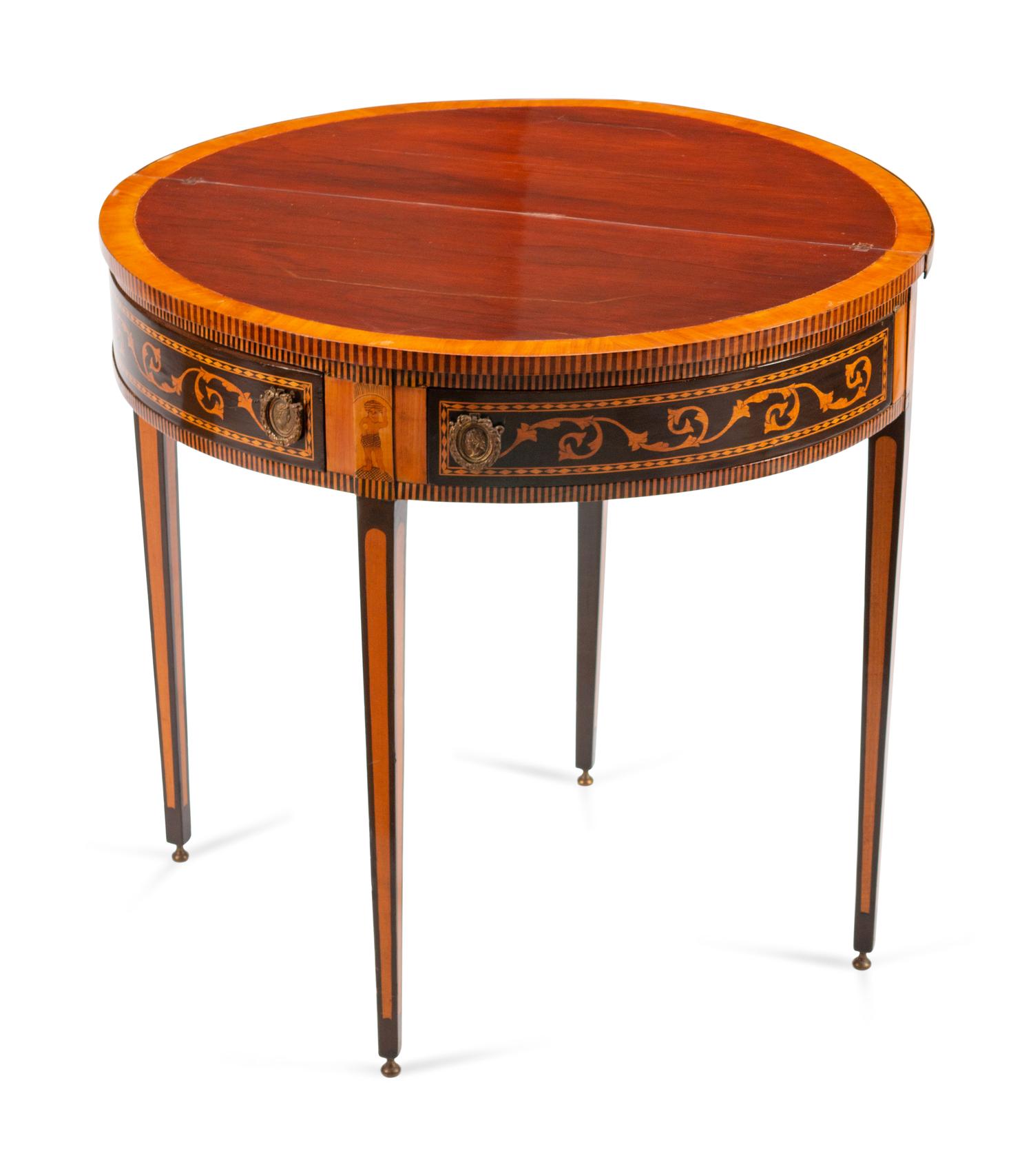 An Italian Neoclassical Inlaid Demilune Games Table — 19TH CENTURY