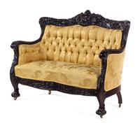 A Karpen Carved Mahogany Three-Piece Parlor Suite