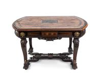 An American Renaissance Inlaid Walnut Center Table