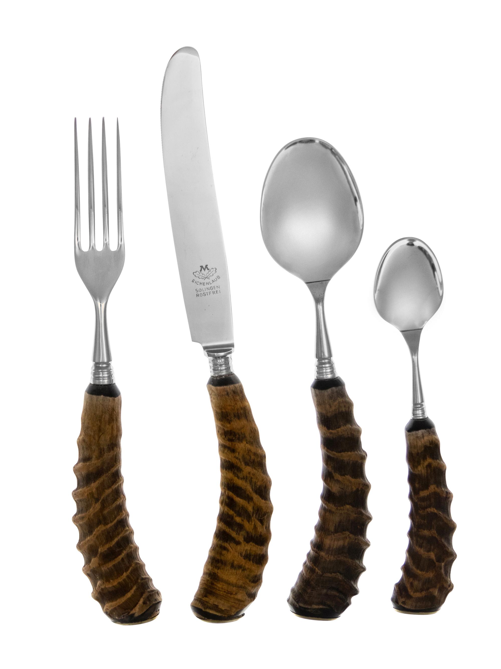 A German Horn-Mounted Stainless Steel Flatware Service