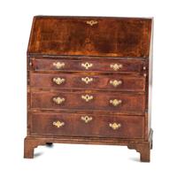 A George II Walnut Slant-Front Bureau