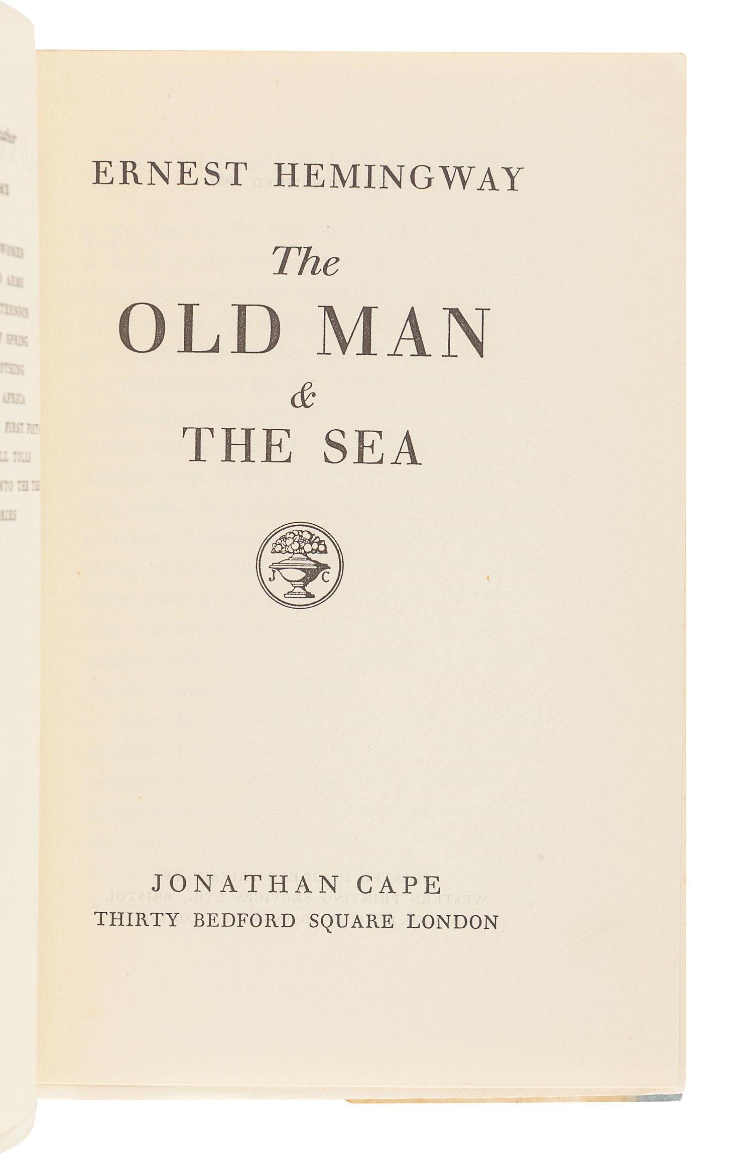 HEMINGWAY, Ernest. A group of 5 FIRST ENGLISH EDITIONS, comprising: