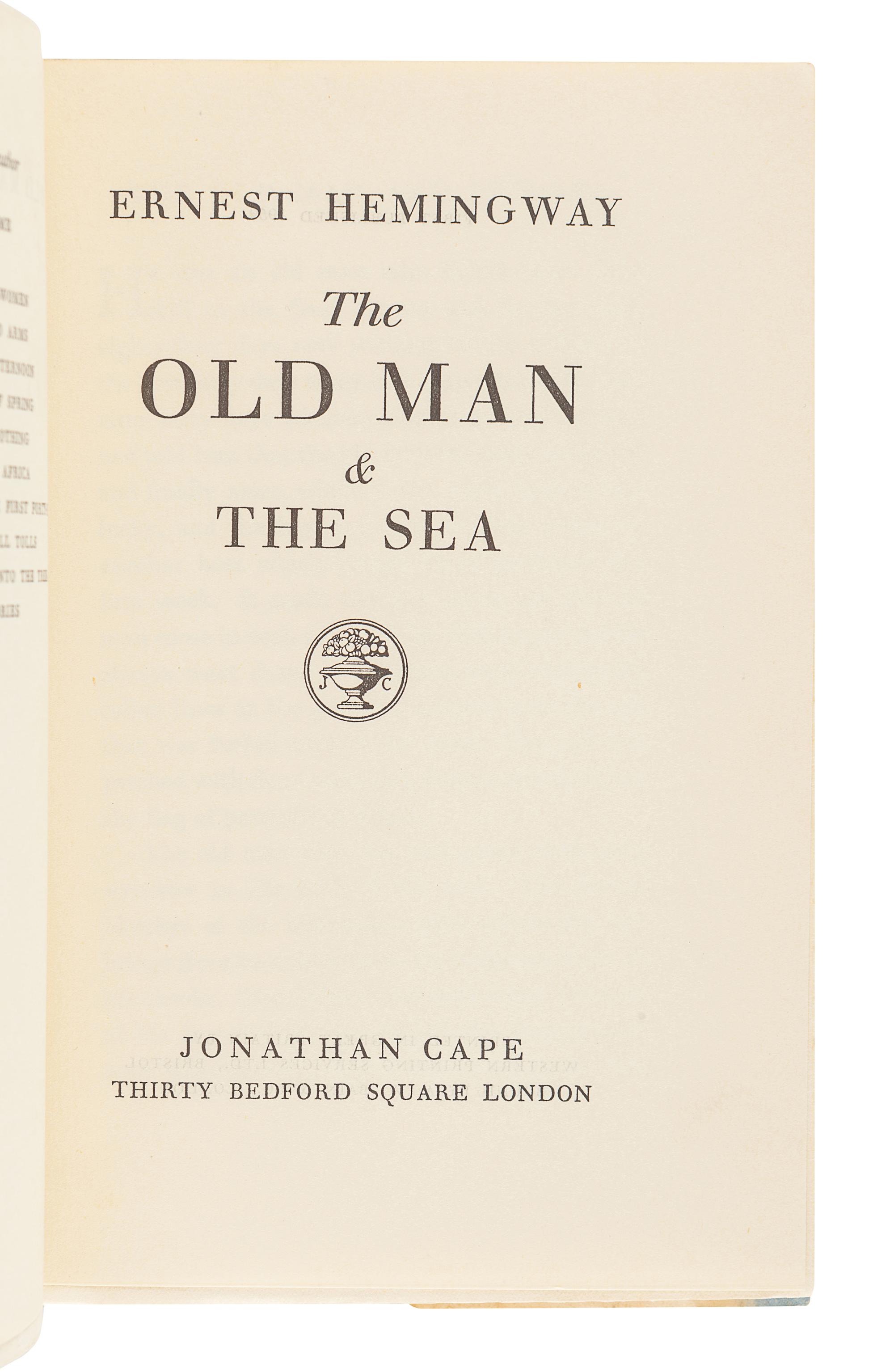 HEMINGWAY, Ernest. A group of 5 FIRST ENGLISH EDITIONS, comprising: