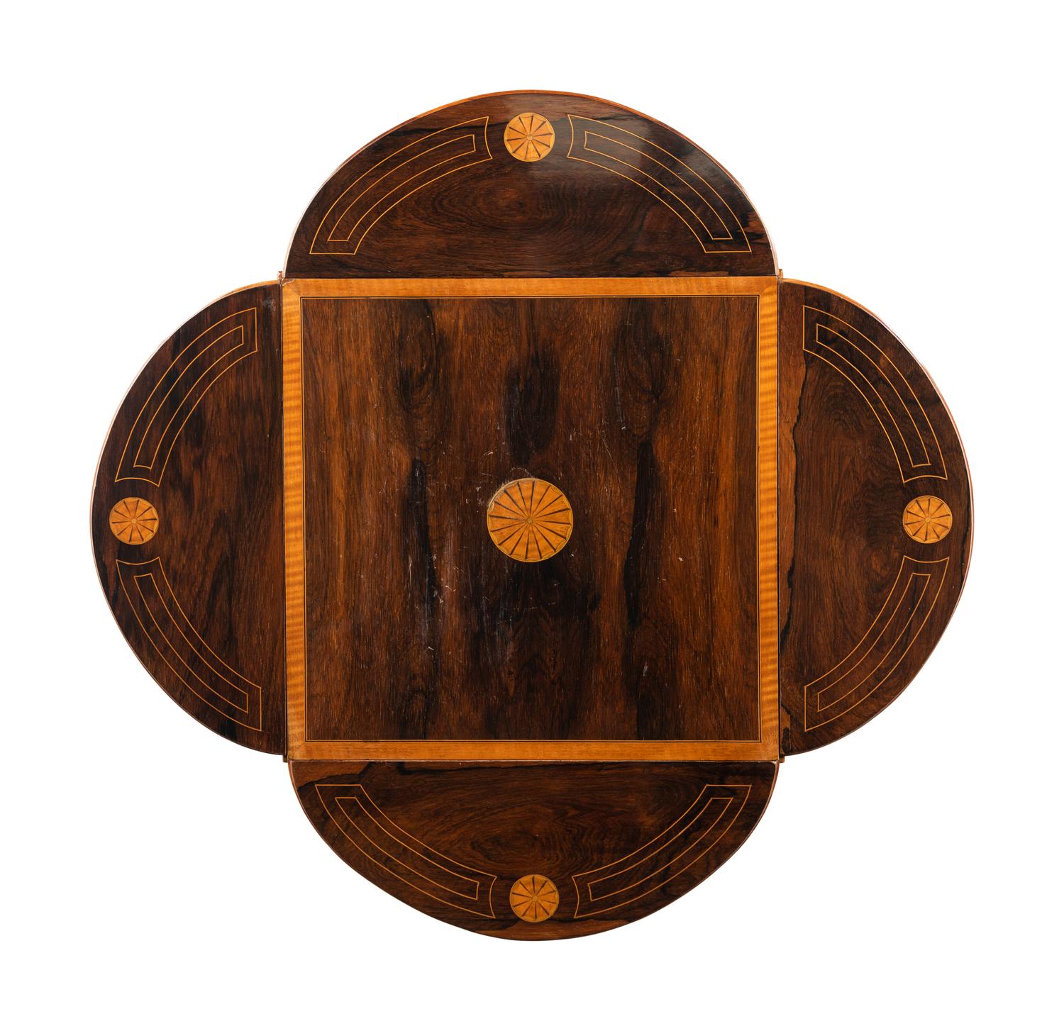 An Edwardian Inlaid Rosewood and Satinwood Drop-Leaf Table