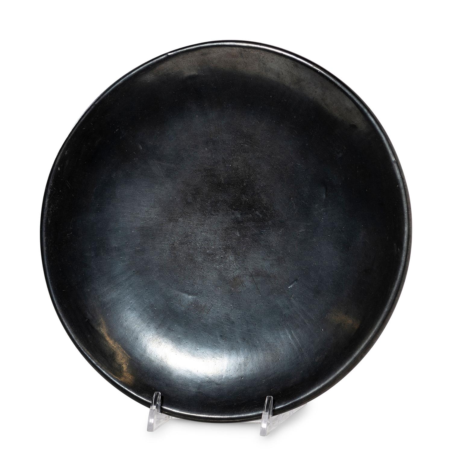 Blackware Pottery Plate with Gunmetal Finish, 1943-1954