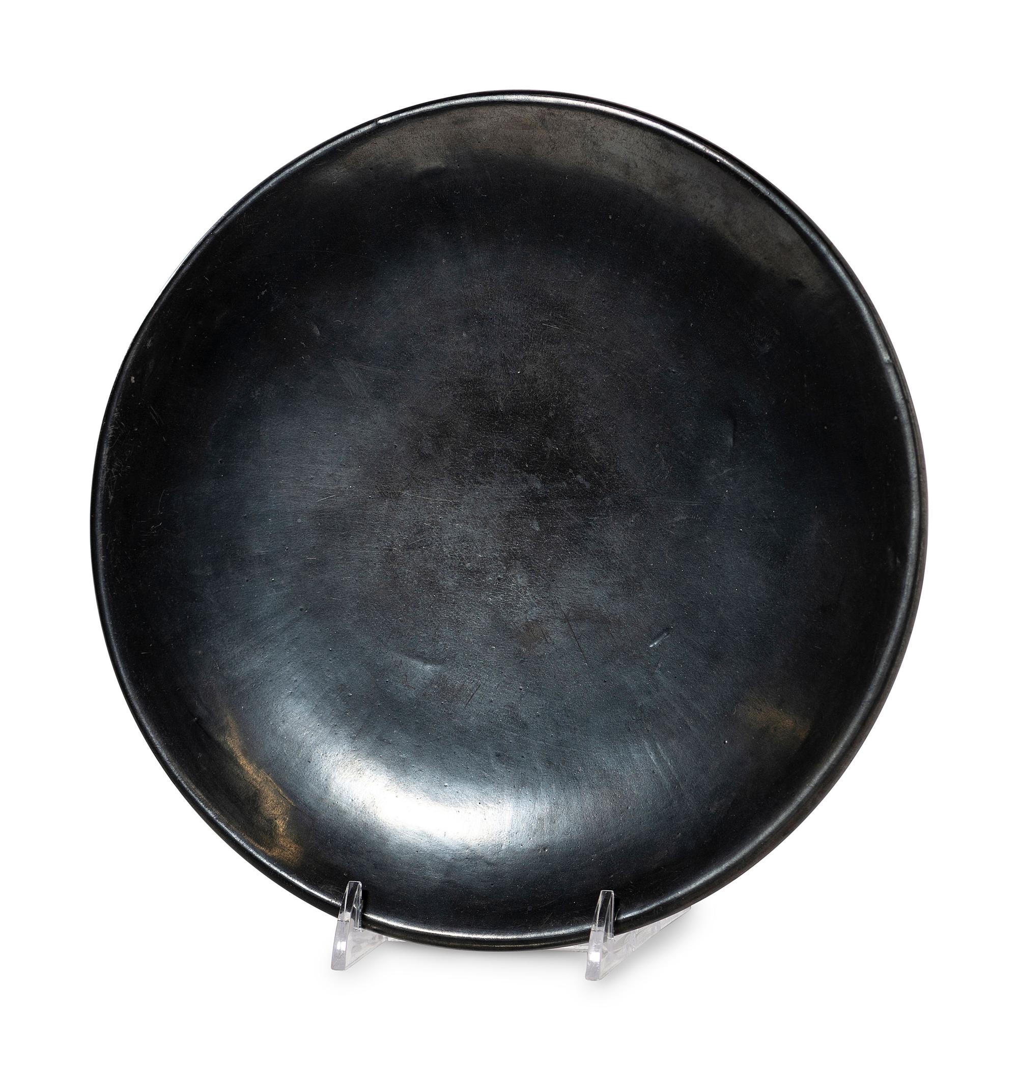 Blackware Pottery Plate with Gunmetal Finish, 1943-1954