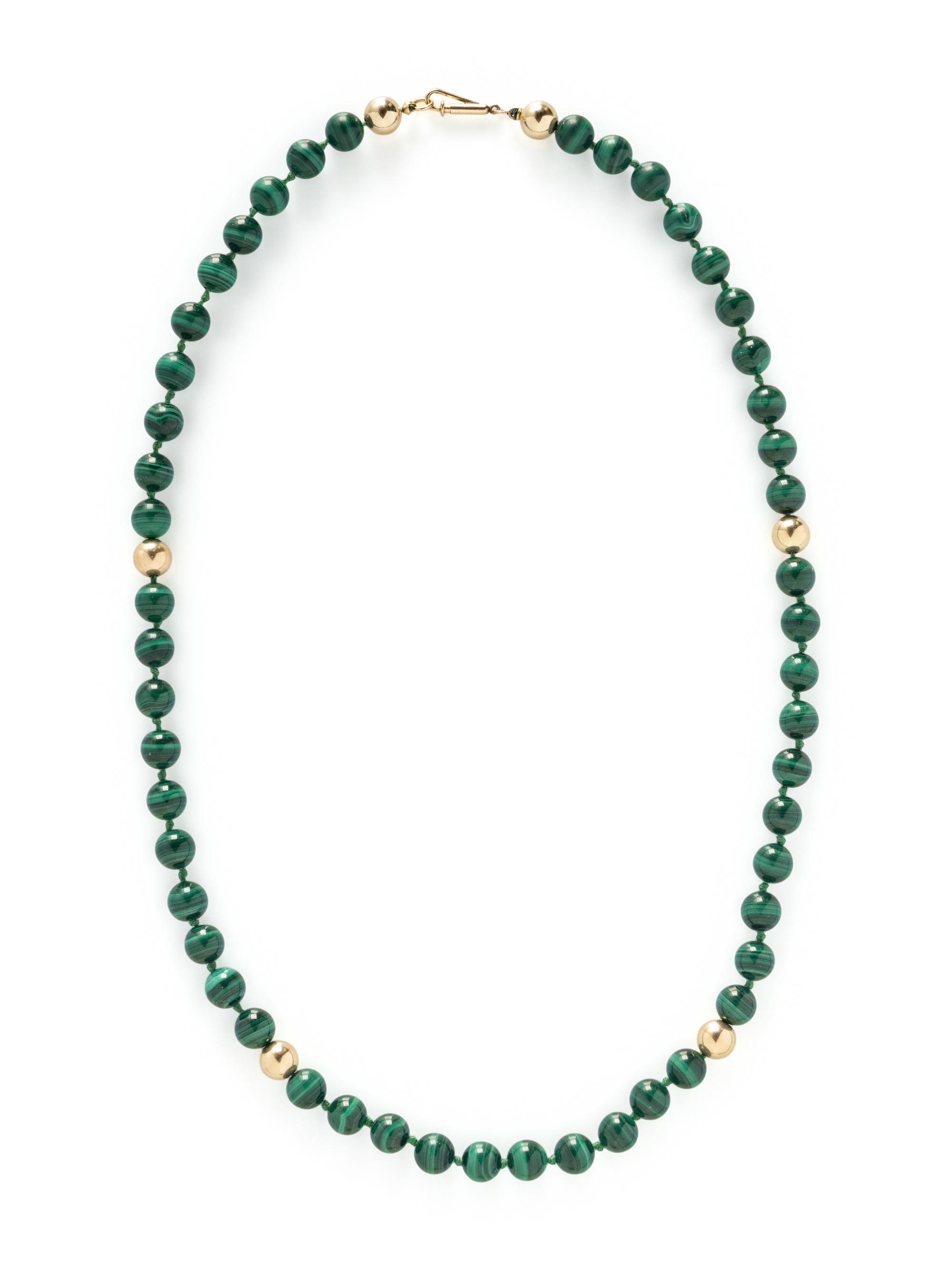 COLLECTION OF YELLOW GOLD AND MULTIGEM BEAD NECKLACES