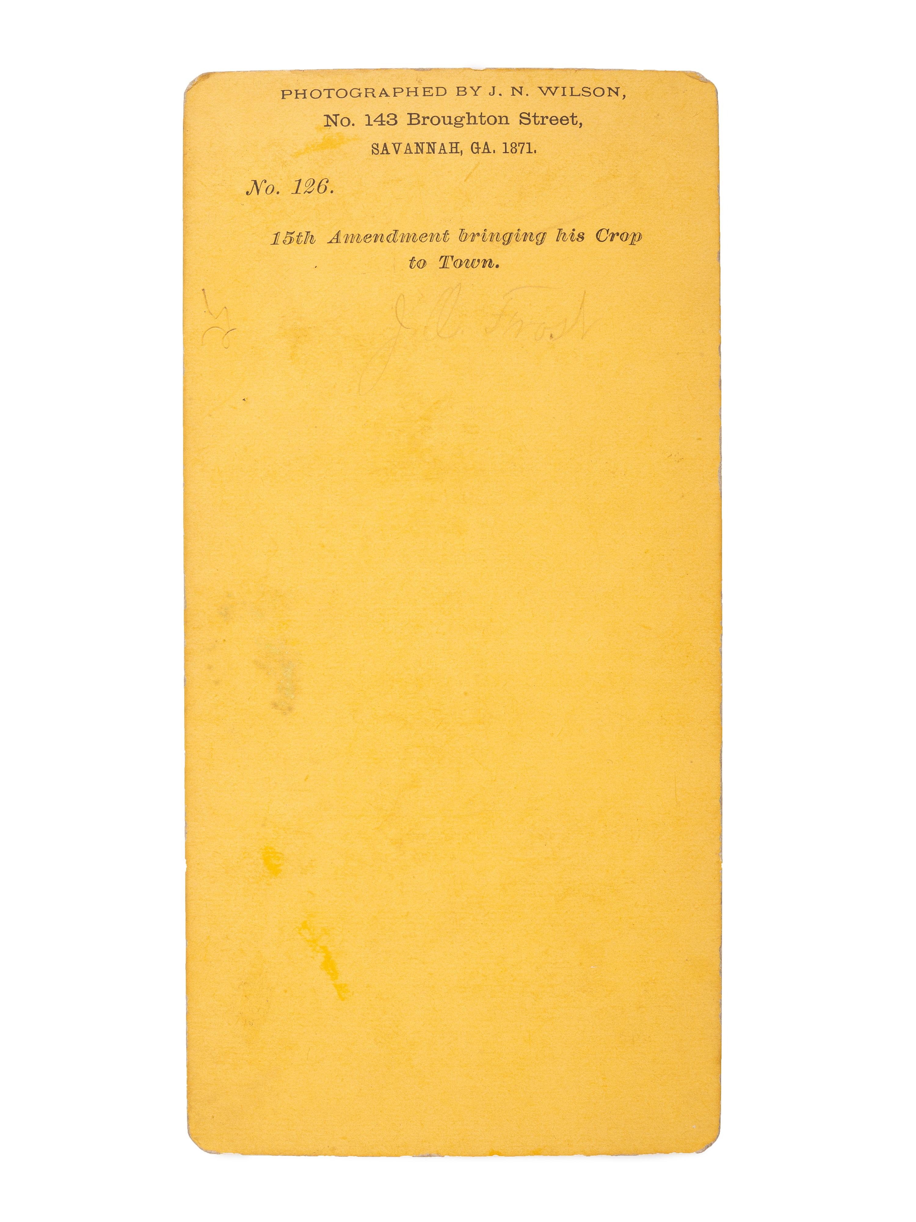 [EARLY PHOTOGRAPHY] -- [RECONSTRUCTION]. A group of 3 southern outdoor views of African American subjects including examples by BLESSING and PALMER.