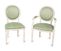 A Set of Six Louis XVI Style Upholstered Dining Chairs — 20TH CENTURY