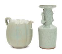 Two Celadon Glazed Porcelain Articles