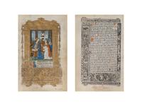 [BOOK OF HOURS]. HARDOUYN, Gilles and Germain (Paris, ca. 1500). A group of 5 printed leaves from a French Book of Hours, likely executed in the workshop of Gilles and Germain Hardouyn (Active ca. 1491-1541). Latin.