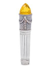 An Austrian Silver, Enamel and Hardstone Mounted Parasol Handle