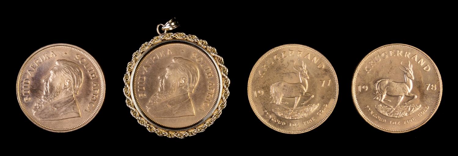 A Group of Four South African Kruggerand Gold Coins