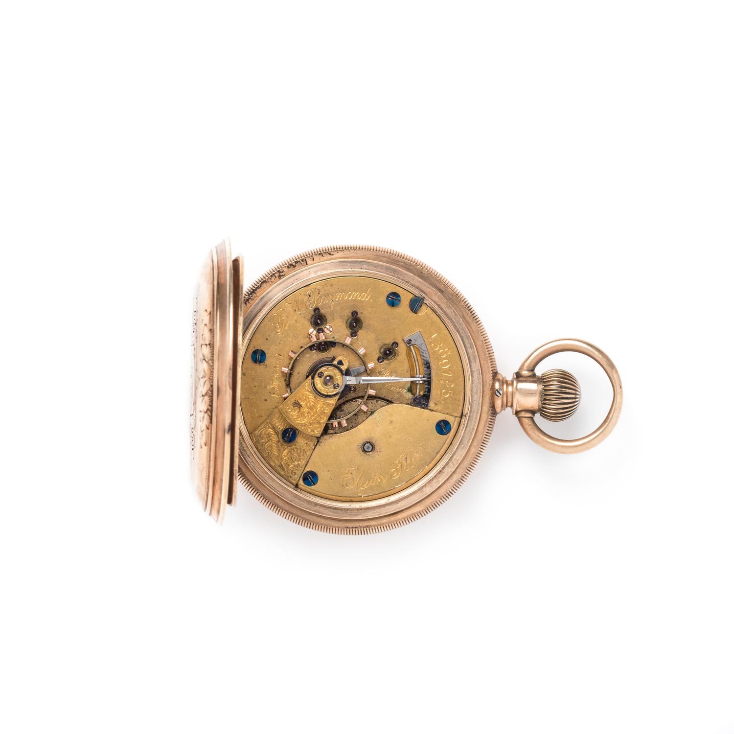 14K YELLOW GOLD HUNTER CASE POCKET WATCH