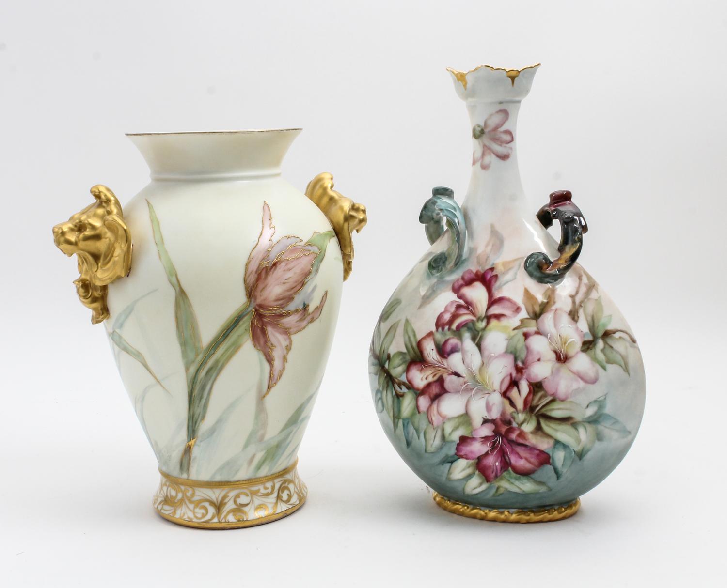 Two Limoges Porcelain Vases Height of first 13 inches. — 19TH/20TH CENTURY