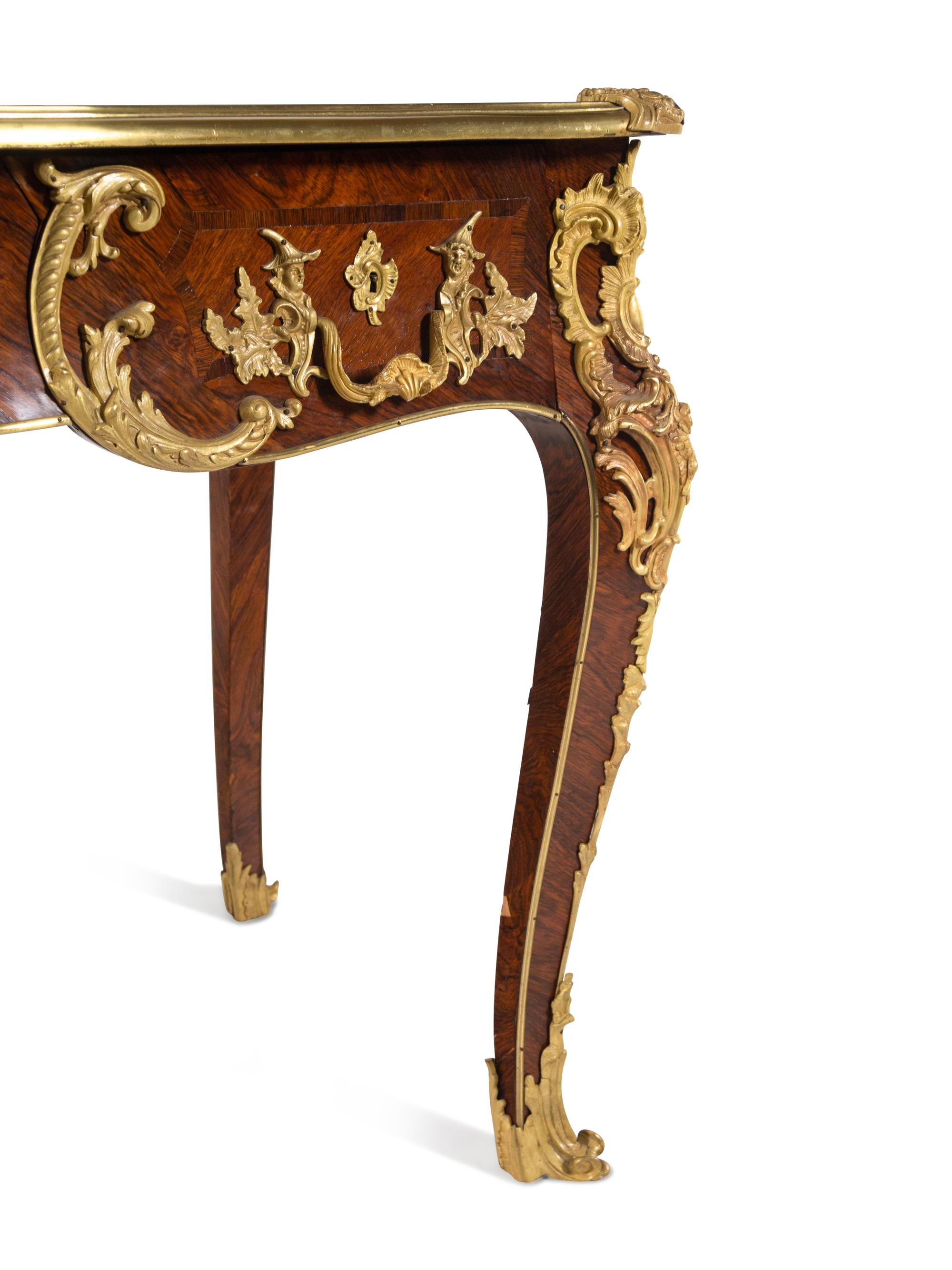 A Louis XV Style Gilt Bronze Mounted Bureau Plat