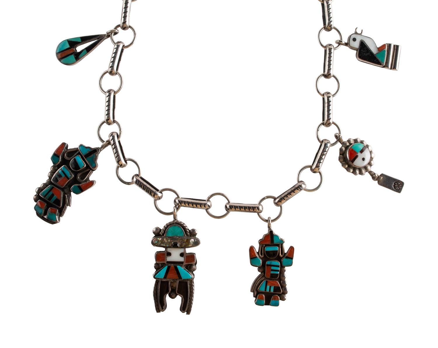 Zuni Channel Inlay Charm Necklace